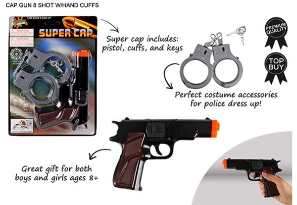 CAP GUN 8 SHOT W/HAND CUFFS